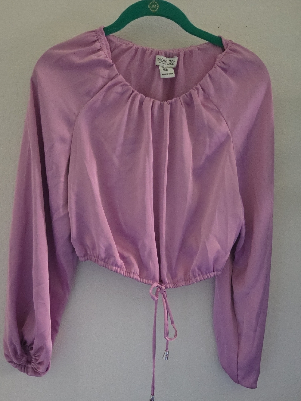 Rachel Zoe Soft Lilac Drawstring Waist Long-Sleeve Blouse